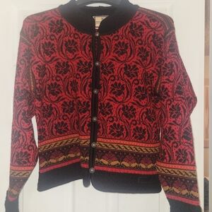 Dale of Norway Red and Black Knit Cardigan